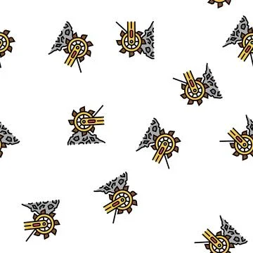 Excavator mining machine vector seamless pattern Stock Illustration