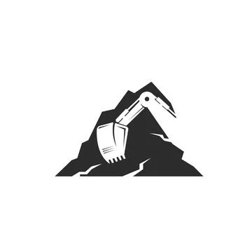 Excavator mountain icon vector design 스톡 일러스트