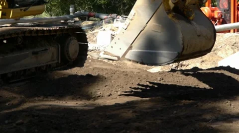 Excavator moving dirt Stock Footage 8683959