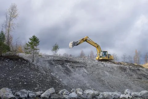 Excavator, nature, mining. Stock Photos