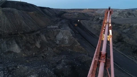 Excavator open pit coal mining night lights 스톡 동영상 113251416