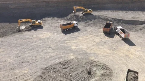 Excavator in Open Pit Mine Stock Footage 75594192