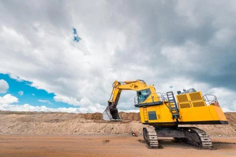 Excavator at an open pit Stock Photos