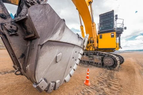 Excavator at an open pit Stock Photos