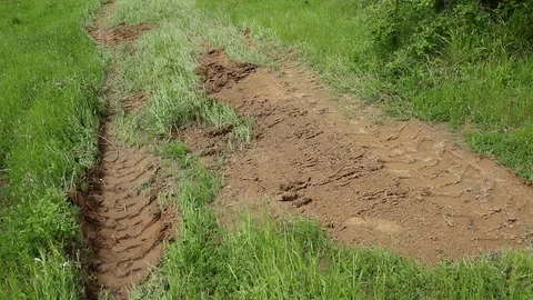 Excavator operating and digging soil for new electricity line. Video stock 81471277