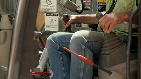 Excavator Operator Close Up on Hands 스톡 동영상 100074775