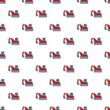 Excavator pattern illustrating heavy construction machinery and vehicles Illustrazione stock