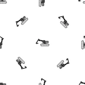 Excavator pattern seamless black Illustrazione stock