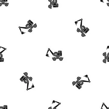 Excavator pattern seamless black Stock Illustration