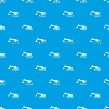 Excavator pattern seamless blue Illustrazione stock