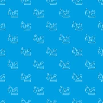 Excavator pattern seamless blue Illustrazione stock