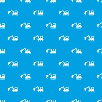 Excavator pattern seamless blue イラスト素材