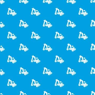 Excavator pattern seamless blue イラスト素材