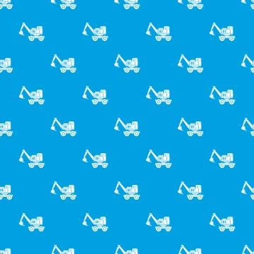 Excavator pattern seamless blue Illustrazione stock