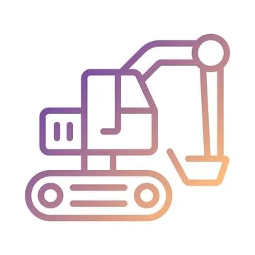 Excavator pixel perfect gradient linear vector icon Ilustração Stock