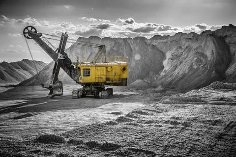 Excavator in a quarry Stock Photos