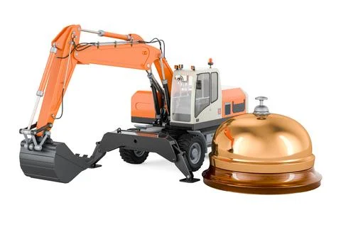 Excavator with reception bell, 3D rendering Ilustración de archivo