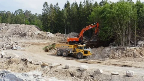 Excavator removing topsoil Stock Footage 110629776