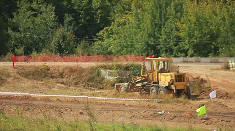 Excavator on Road Stock Footage 28453900