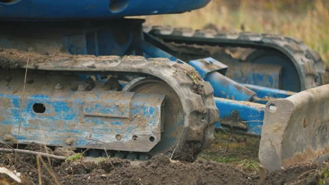 Excavator rubber track Stock Footage 144198910