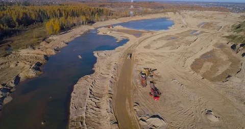 Excavator in the sand quarry Stock Footage 97480516