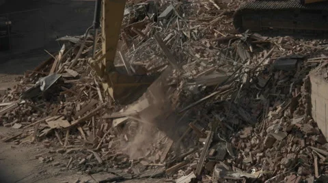 Excavator Scooping up Rubble. Stock Footage 62626945
