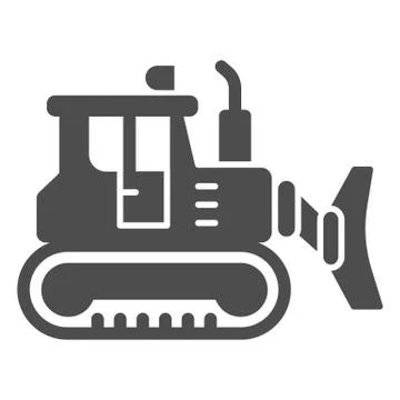 Excavator solid icon, heavy equipment concept, Backhoe sign on white background Stock Illustration