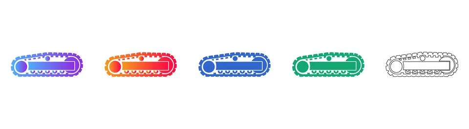 Excavator Track Vector Icon Set Stock Illustration