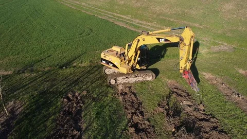 Excavator uprooting trees Video stock 125838705