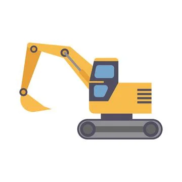Excavator vector icon construction machine. Bulldozer industry tractor indust Stock Illustration