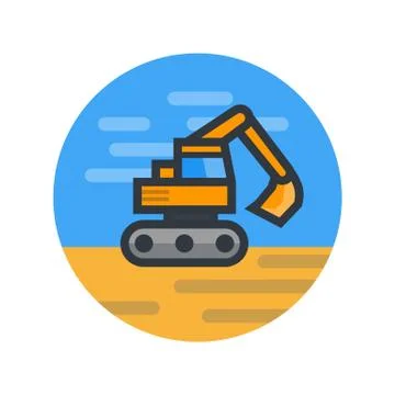Excavator, vector illustration in flat style Stock Illustration