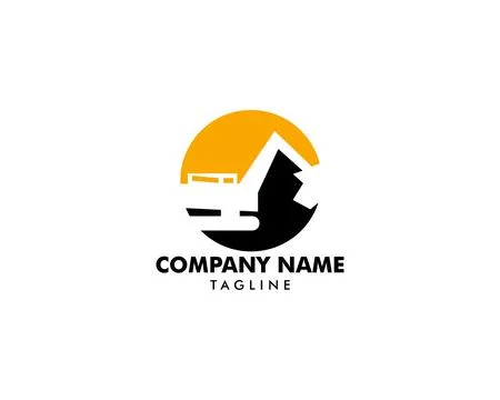 Excavator Vector Logo Template, logo for heavy equipment, construction, ind.. Stock Illustration