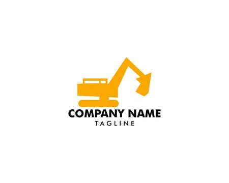 Excavator Vector Logo Template, logo for heavy equipment, construction, ind.. Stock Illustration