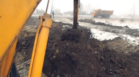 Excavator view from the cockpit Stock Footage 47700804