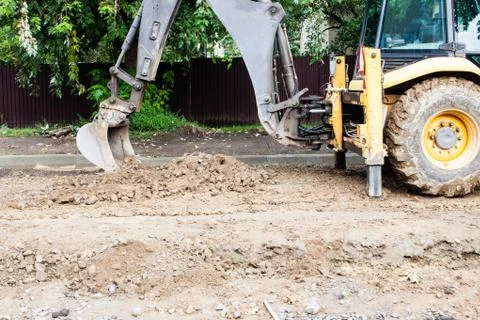 Excavator while working Stock Photos