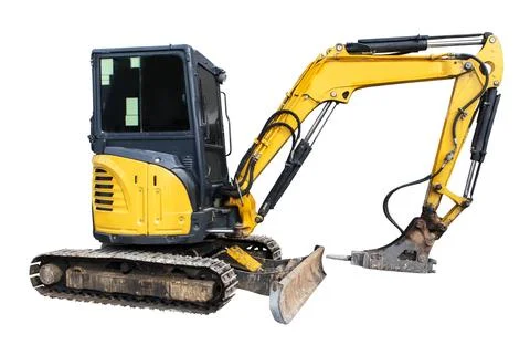 Excavator on white background ,Medium-sized excavators are used for constru.. Stock Photos
