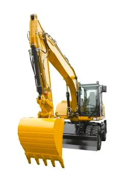 Excavator on a white background Stock Photos