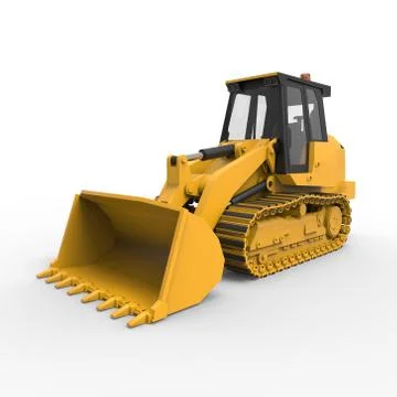 Excavator on a white uniform background. Backhoe loader. 3d illustration Stock Illustration