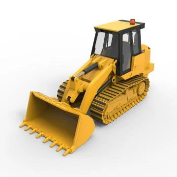 Excavator on a white uniform background. Backhoe loader. 3d illustration 스톡 일러스트
