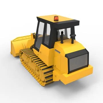 Excavator on a white uniform background. Backhoe loader. 3d illustration 스톡 일러스트