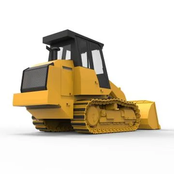 Excavator on a white uniform background. Backhoe loader. 3d illustration Stock Illustration