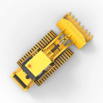 Excavator on a white uniform background. Backhoe loader. 3d illustration Stock Illustration
