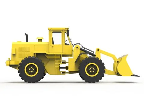 Excavator on a white uniform background. Backhoe loader. 3d illustration Stock Illustration