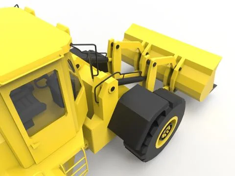 Excavator on a white uniform background. Backhoe loader. 3d illustration Illustrazione stock