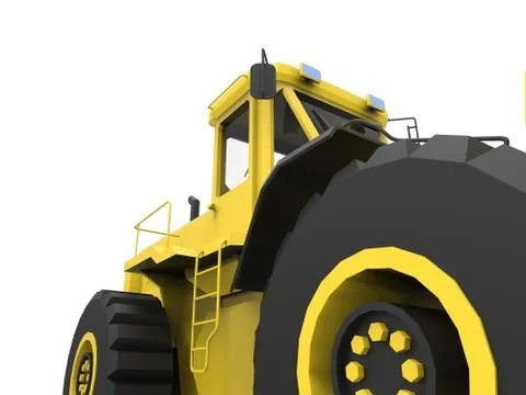 Excavator on a white uniform background. Backhoe loader. 3d illustration 스톡 일러스트