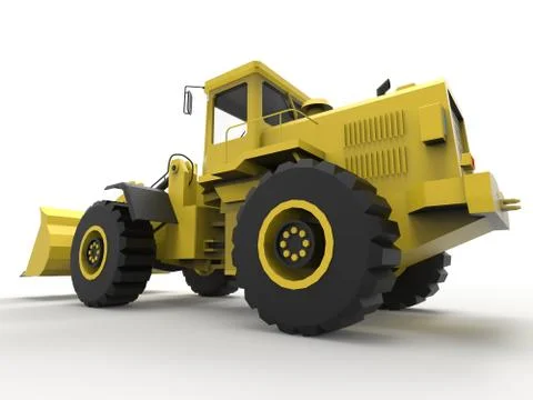 Excavator on a white uniform background. Backhoe loader. 3d illustration 스톡 일러스트