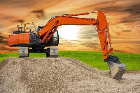 Excavator at work on construction site excavator at work on construction s... Stock Photos