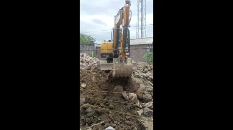 Excavator at Work on a Construction Site Stock Footage 295900610