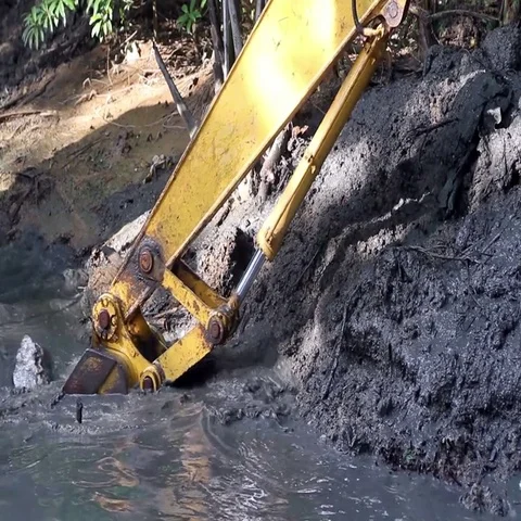Excavator at work Stock Footage 69472516