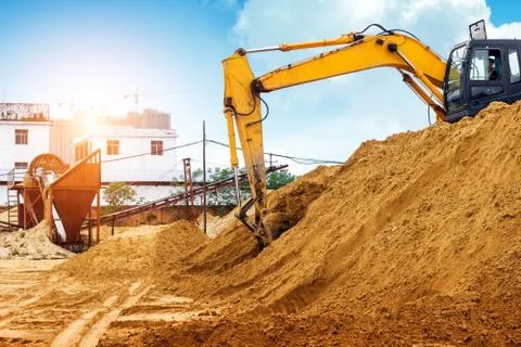 An excavator at work Stock Photos